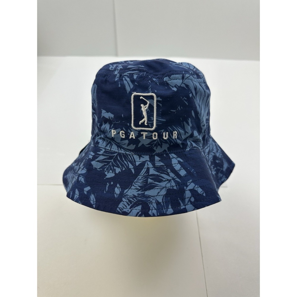 NWT PGA Tour Mens Reversible Camo Peacoat / Blue Golf Bucket Hat One Size 50 UPF